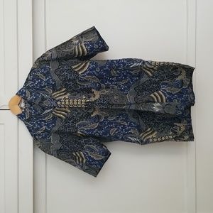 100% Cotton Blue Tropical Style Button Up Shirt